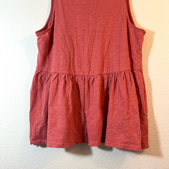 Anthropologie Deletta Ruffle Tank Coral Pink Anthro Lace Up Flowy Cottage Boho S - Picture 11 of 12